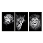 Kit 3 Quadros Decorativos 40x60cm Vidro Ferozes E Felinos Anm