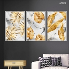Kit 3 Quadros Decorativos 40x60cm Vidro Folhas Tropicais Dour