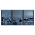 Kit 3 Quadros Decorativos 40x60cm Vidro Ponte Brooklyn Noturn
