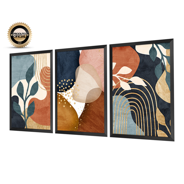 Kit 3 Quadros Decorativos 53x73cm Plantas Colorido Moderno Sa