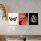 Kit 3 Quadros Decorativos Abstrato Colorido Borboleta
