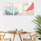 Kit 3 Quadros Decorativos Abstrato Folhagem