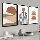 Kit 3 Quadros Decorativos Abstrato Geométrico Tons Marrom 60x
