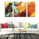 Kit 3 Quadros Decorativos Abstratos Laranja Amarelo