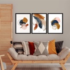 Kit 3 Quadros Decorativos Abstratos Sofisticados 45x34cm Mold