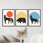 Kit 3 Quadros Decorativos Animais Boho 45x34cm - Com Vidro Mo