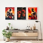 Kit 3 Quadros Decorativos Artes Boxe 45x34cm - Com Vidro Mold