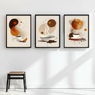 Kit 3 Quadros Decorativos Artes Cafés 45x34cm - Com Vidro Mol