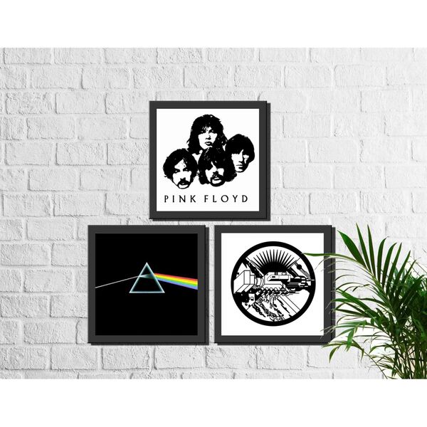 Kit 3 Quadros Decorativos Banda Pink Floyd Rock