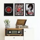Kit 3 Quadros Decorativos Bandas De Rock posters 45x34cm - Co