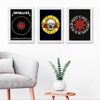 Kit 3 Quadros Decorativos Bandas de rock 24x18cm Moldura:made