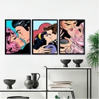 Kit 3 Quadros Decorativos Beijo Pop Art - Casais 33x24cm Mold