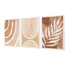 Kit 3 Quadros Decorativos Boho Abstrato Folhagem