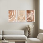 Kit 3 Quadros Decorativos Boho Abstrato Folhagem