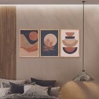 Kit 3 Quadros Decorativos Boho Formas Abstrato