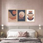 Kit 3 Quadros Decorativos Boho Formas Abstrato