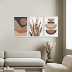 Kit 3 Quadros Decorativos Boho Formas E Plantas Moldura Branca