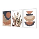 Kit 3 Quadros Decorativos Boho Formas E Plantas Moldura Branca