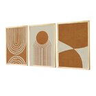 Kit 3 Quadros Decorativos Boho Formas Linhas Abstrato