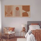 Kit 3 Quadros Decorativos Boho Formas Linhas Abstrato