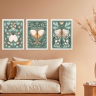 Kit 3 Quadros Decorativos Borboletas Boho 33x24cm - Com Vidro