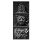 Kit 3 Quadros Decorativos Buda Preto E Branco
