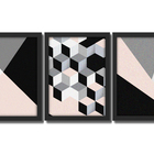 Kit 3 Quadros Decorativos C/ Moldura Para Sala Quarto Abstrat