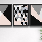 Kit 3 Quadros Decorativos C/ Moldura Para Sala Quarto Abstrat