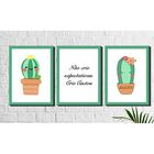 Kit 3 Quadros Decorativos Cactos Fofos Verde