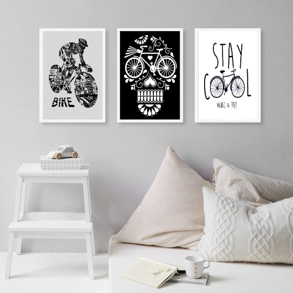 Kit 3 Quadros Decorativos Cantinho Do Ciclista 24x18cm Moldur