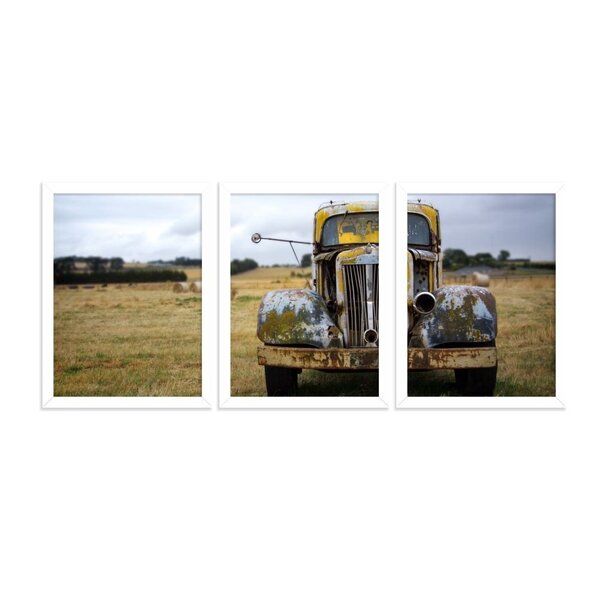 Kit 3 Quadros Decorativos Carro Antigo Abandonado