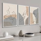 Kit 3 Quadros Decorativos Casal Em Curvas Silhueta P/ Quarto