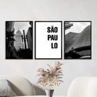 Kit 3 Quadros Decorativos Cidade De São Paulo 24x18cm Moldura
