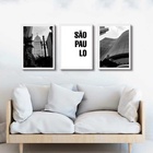 Kit 3 Quadros Decorativos Cidade De São Paulo 45x34cm Moldura