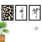 Kit 3 Quadros Decorativos Com Moldura Cubos Geométricos Floral