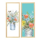 Kit 3 Quadros Decorativos Com Moldura Flores Coloridas Sala