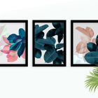 Kit 3 Quadros Decorativos Com Moldura Flores & Folhas