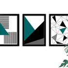 Kit 3 Quadros Decorativos Com Moldura Formas Abstratas