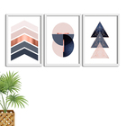 Kit 3 Quadros Decorativos Com Moldura Formas Geométricas