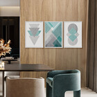 Kit 3 Quadros Decorativos Com Moldura Geométrico Sala Quarto