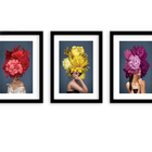 Kit 3 Quadros Decorativos Com Moldura Menina Flores