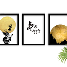 Kit 3 Quadros Decorativos Com Moldura Minimalista Gold Be Hap