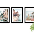 Kit 3 Quadros Decorativos Com Moldura Paisagem Litoral