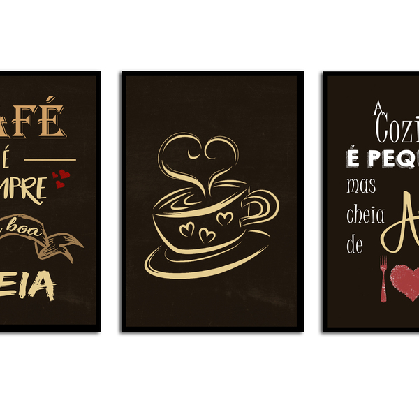 Kit 3 Quadros Decorativos Com Moldura Para Sala Quarto Amor C