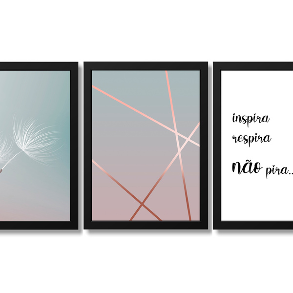 Kit 3 Quadros Decorativos Com Moldura Para Sala Quarto Frases