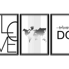 Kit 3 Quadros Decorativos Com Moldura Para Sala Quarto Love M
