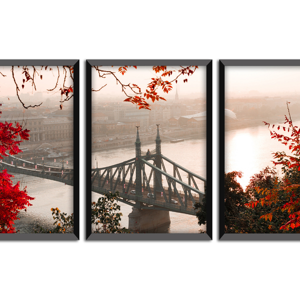 Kit 3 Quadros Decorativos Com Moldura Para Sala Quarto Paisag