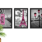 Kit 3 Quadros Decorativos Com Moldura Paris Torre Eiffel Tons