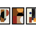 Kit 3 Quadros Decorativos Com Moldura Preta Abstrato Geo
