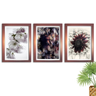 Kit 3 Quadros Decorativos Com Moldura Rose Alma Flores